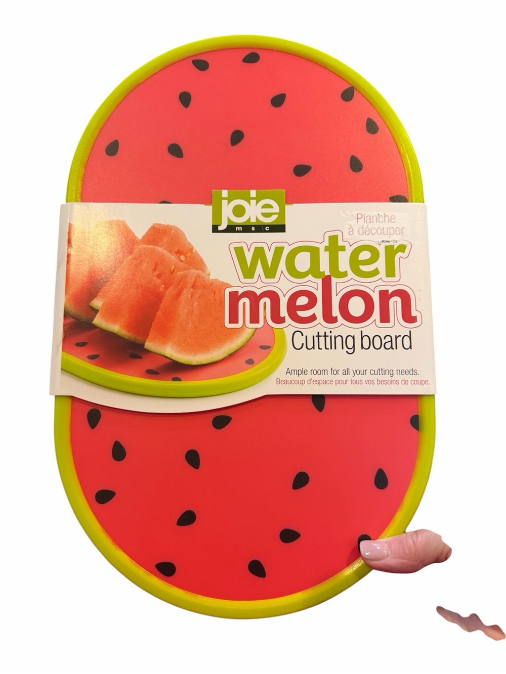 Joie Watermelon-Themed Cutting Board in Red with Lime Trim. NWT